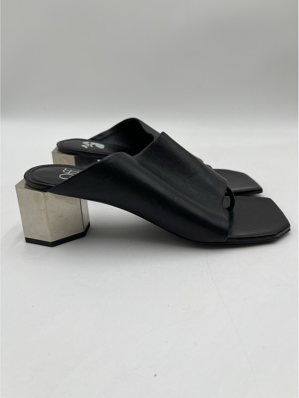 Women’s Off-White 55mm Hexnut chunky-heel sandals Black Leather Size 37